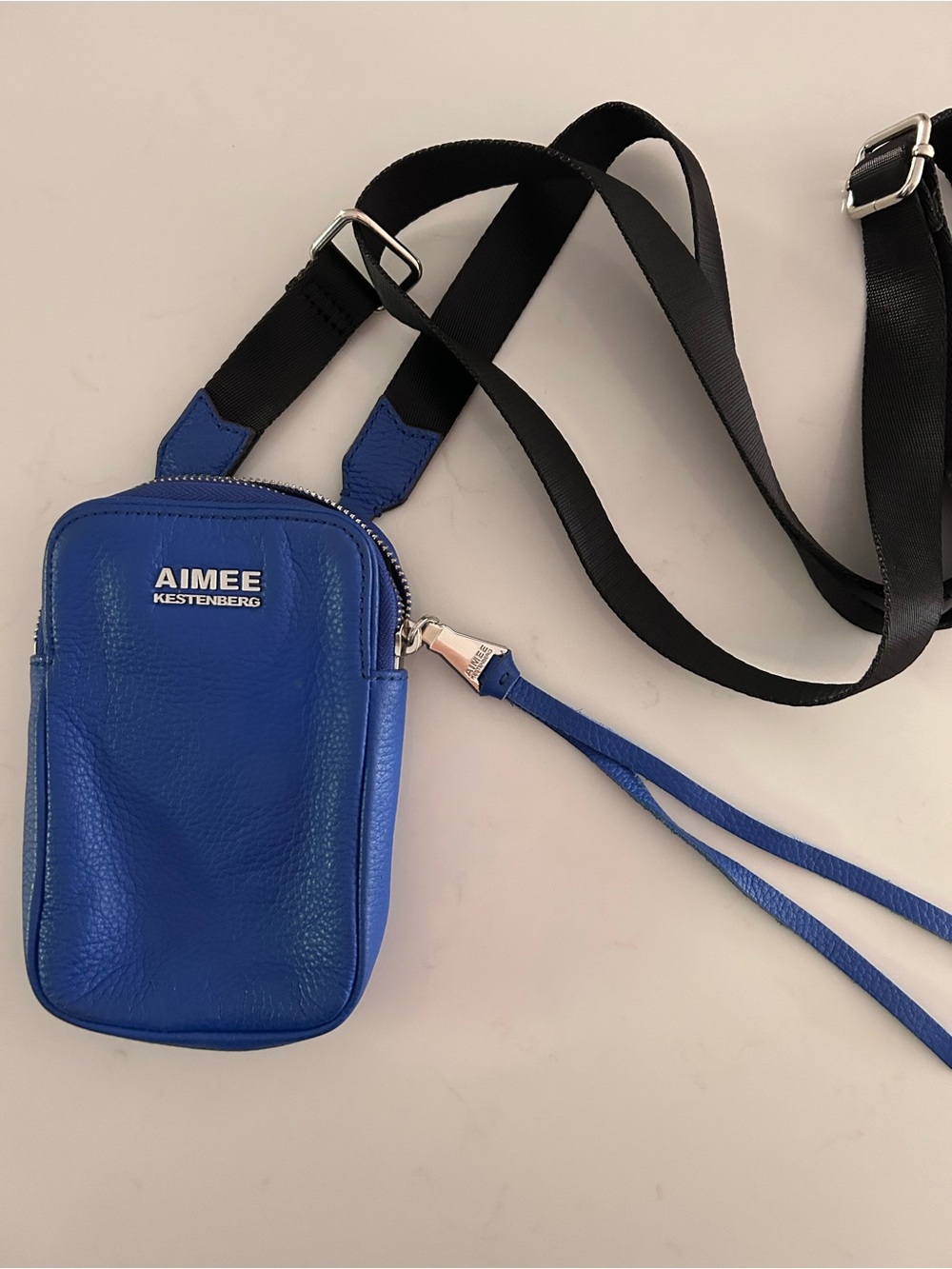 Aimee Kestenberg Royal Blue Leather Belt Bag with Black Strap